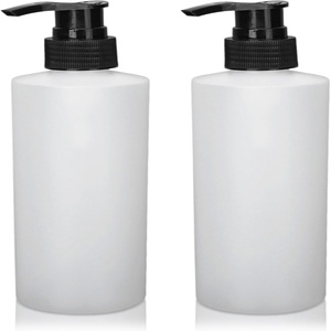 White <b>Plastic</b> <b>Empty</b> Square Round Shampoo Body Wash <b>Bottle</b> with Pump 300ml - Product Image 1
