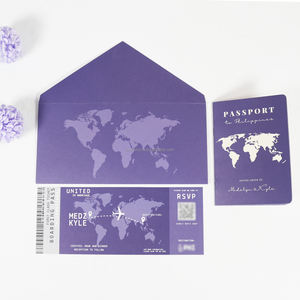 Invitaciones de Boda de Color Marrón Estilo Visa <span class=keywords><strong>2020</strong></span>, Diseño de Tarjeta de Invitación con Letras, Folleto de Pase de Abordar para Ceremonia de Bautizo - Product Image 5