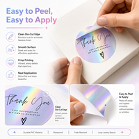 Autocollants de remerciement personnalisés en PVC holographique, étiquettes rondes imperméables pour l'emballage des petites entreprises, OEM ODM