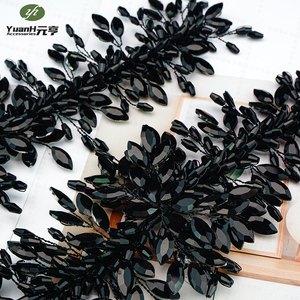 Applicazione di Perline di Cristallo Nero di Lusso, Fiore in Filo con Strass 100% Fatto a Mano per Accessori DIY da Donna per Abiti e Copricapo - Product Image 4