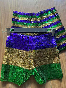 Conjunto de Falda y Pantalones Cortos con Flecos para Mardi Gras, Paquete de 2, Falda con Lentejuelas para Mardi Gras, Traje Brillante para Danza del Vientre, Disfraz para Desfile de Mardi Gras - Product Image 5