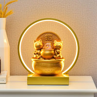 Ornement en résine à eau courante, décoration de bureau moderne minimaliste avec cygnes dorés, style Feng Shui