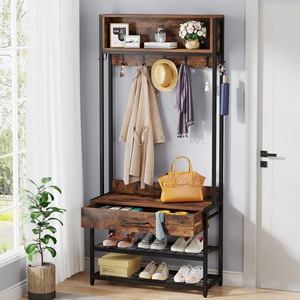 Mueble zapatero de madera maciza para entrada, estante de almacenamiento para el hogar, estantería de pie sencilla y multifuncional. - Product Image 1