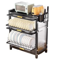 Étagère de rangement de cuisine avec support, égouttoir pour usage domestique, étagère de rangement pour bols et vaisselle, armoire à bols anti-poussière