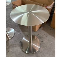 Table à manger de luxe moderne de haute qualité en acier inoxydable brossé argenté, hauteur réglable, pour salle à manger, meubles de cuisine