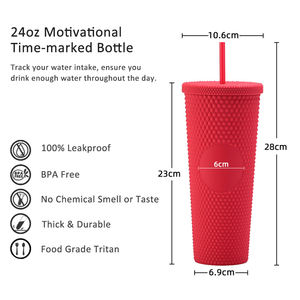 Gobelets réutilisables en diamant de 24 oz en gros, multicolores, noirs, avec couvercle et paille - Product Image 3