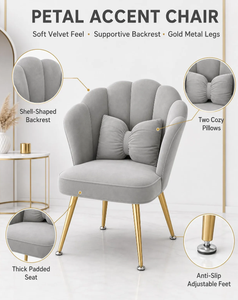 Zxm Plush Gold Casual Armchair Beauty Dresser Chair Light Chair Internet Celebrity Dorm Makeup Backrest <b>Stool</b> - Product Image 5