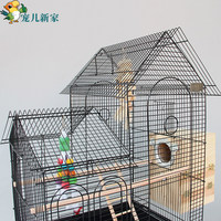 Volière de Luxe à Double Toit de Style Européen en Métal pour Perroquets, Grandes Volières d'Élevage pour Cockatiels, Perruches et Agapornis