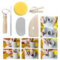 Ensemble d'outils d'artisanat en argile polymère Paul Cézanne de 33 pièces avec des outils en bois, en acier inoxydable et en éponge métallique pour la sculpture en poterie