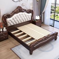 Lit plateforme de luxe en bois massif sculpté, sur mesure, pour villa européenne, appartement, chambre principale, mobilier écologique et durable