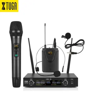 Xtuga U771 दोहरी वायरलेस Mic प्रणाली UHF 2 Channels हाथ में Microfono Inalambrico Profesional