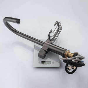 Robinets de cuisine à col de cygne chromé solide mitigeur d'<span class=keywords><strong>eau</strong></span> chaude et <span class=keywords><strong>froide</strong></span> robinet d'évier avec <span class=keywords><strong>support</strong></span> de panier à savon - Product Image 5