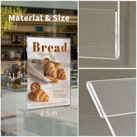 Porte-affiche A4 A5 A6 personnalisé avec ruban adhésif double face pour magasin Restaurant support mural en acrylique transparent 8.5x11 pouces porte-affiche