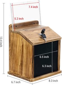 定制木质建议箱，带锁和钥匙，可悬挂，带透明亚克力标牌支架，可壁挂式安装 - Product Image 4