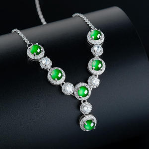 Pendentif en jade vert naturel, colliers de luxe, incrustation en argent S925, accessoires pour femmes, bijoux, certificat d'évaluation D169 - Product Image 3