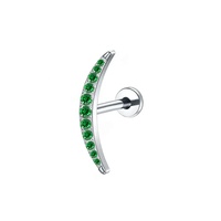 Cartilage Piercing Oreille Stud avec Nombreux CZ Griffe Réglage Lèvre Anneau Nez Stud Labret Rook Helix Piercing Plaqué Or 18K Tendance
