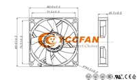 VDC YCCFAN Brushless Axial High Speed 2000 RPM 80mm Ventilateur de refroidissement pour ordinateur portable 80x80x15mm 12v 24v