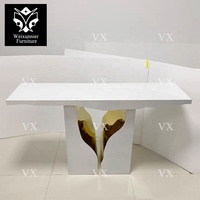 Miroir de table console moderne en placage laqué de style baroque de luxe pour villa hôtel Table console murale décorative en métal pour la vie