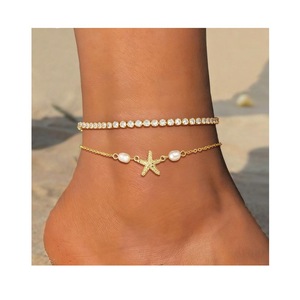 <span class=keywords><strong>Cavigliera</strong></span> da donna con ciondolo a stella marina e perla, nuova collezione, stile vacanza, catena in ferro, souvenir turistico, per Europa e USA - Product Image 5