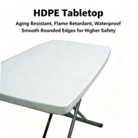 Table pliable en plastique avec hauteur réglable, design en X portable pour l'extérieur, l'étude, la salle à manger et l'utilisation par les enfants