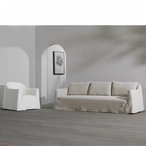 Designer Homestay - Soggiorno in Stile Giapponese Crema - Divano Lavabile in Puro Lino per 3 Persone (Singolo o Doppio) - Product Image 5