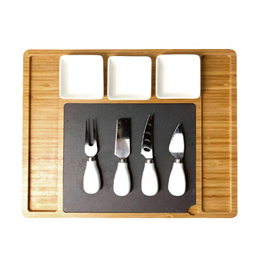 Ensemble de planches à fromage en bambou multifonctionnelles avec plateau coulissant pour servir fromage, fruits et pain - Product Image 3