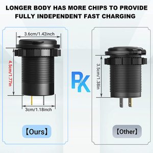 68W kép QC 3.0 USB & PD Loại-C ba ổ cắm 12-24V xe sạc với cảm ứng chuyển đổi không thấm nước - Product Image 3