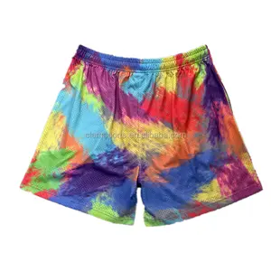 Shorts esportivos unissex para homens, calção de treino macio 100% poliéster liso de dupla camada para sublimação