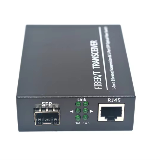 Gigabit Ethernet Media Converter 1 Fiber 1 RJ45 SFP Slot Unmanaged Single Mode Optical Fiber Converter with Power Adapter