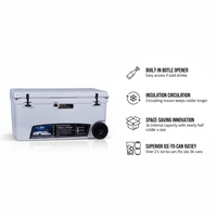 Glacière portable isotherme 100L étanche avec roulettes, maintien de la glace pendant 5 jours, motif camouflage, logo personnalisé, pour le stockage alimentaire, le camping et l'extérieur