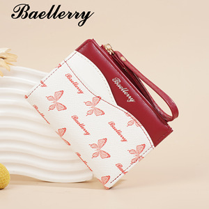 Billetera Rfid Pu Cuero Mujer <span class=keywords><strong>Dama</strong></span> Baellerry Custom Carteira Feminina Butterfly Print Slim Mini Monedas Cartera con correa para la muñeca - Product Image 1