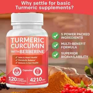 Cápsulas de Berberina, Cúrcuma, Jengibre y Curcumina ASAP OEM para el Apoyo de las Articulaciones y el Sistema Inmunitario, Grado Alimenticio para Adultos, 60 Cápsulas/Botella - Product Image 2