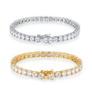 ファティングナ スターリングブラス テニスブレスレット 3mm 4mm 5mm ヒップホップジュエリー ロジウムメッキ ダイヤモンドテニスブレスレット ネックレス - Product Image 2