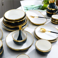 Ensemble de vaisselle réutilisable en céramique de style nordique, 9 pièces, vaisselle blanche, porcelaine de luxe, bol à riz, aspect pierre