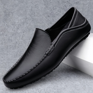 Mocasines de Cuero Genuino para Hombre, Diseño Nuevo y de Alta Calidad, Ligeros y de Lujo, Zapatos Casuales para Caminar con Suela de Goma Negra, Transpirables y Antideslizantes - Product Image 2