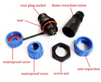 Connecteur d'aviation circulaire étanche SP IP68 SP13 SP17 SP21 SP29 à 2, 3, 4, 5, 6, 7, 9, 16 broches