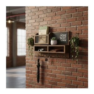 Porte-<span class=keywords><strong>clés</strong></span> <span class=keywords><strong>mural</strong></span> avec crochets <span class=keywords><strong>pour</strong></span> <span class=keywords><strong>clés</strong></span> et porte-portefeuille, rangement <span class=keywords><strong>pour</strong></span> lunettes de soleil, 4 crochets doubles et tableau noir - Product Image 5