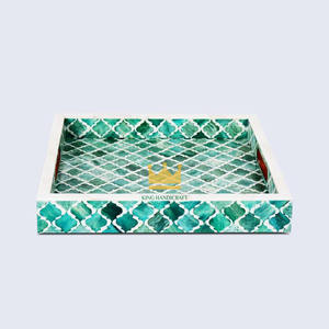 Bandeja Decorativa Rectangular de Moda con Incrustaciones de Madreperla, Hecha a Mano, Ecológica, para Servir, para Mesa de Centro, Vajilla Decorativa - Product Image 3