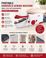 9701 Nouvelle machine à coudre électrique portative compacte et légère avec moteur, point de couture, pour usage domestique, facile à utiliser