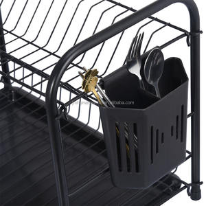 Escorredor de Louça de Aço Inoxidável Preto SY - Organizador de Cozinha Durável com Suportes de Armazenamento - Product Image 5