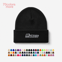 Bonnet en tricot d'hiver personnalisé avec votre propre logo, avec patch en cuir personnalisé