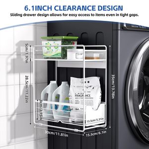 <b>Maximize</b> Vertical Space with a Strong Magnetic Slide-Out Rack Perfect for Kitchen & Laundry Storage - Product Image 5