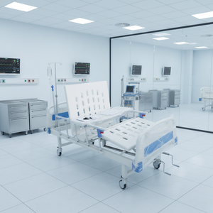 Lit médical manuel à double manivelle avec roulettes de luxe et extrémités de lit en ABS, lit de soins aux patients professionnel à 2 fonctions pour la vente en gros - Product Image 2