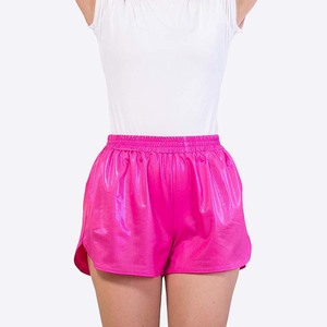 Short personnalisé grande taille taille élastique lustre métallique cordon de serrage chaud décontracté pour femmes à la mode paillettes élastiques brillants - Product Image 3