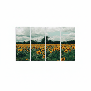 Impresión en lienzo de campo de girasoles: obra de arte de paisaje natural, diseño impreso, JUEGO DE 4 LIEÑOS - Product Image 2