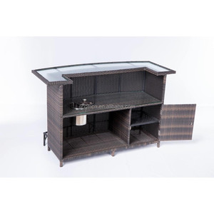 Ensemble de meubles de bar d'extérieur incurvé pour 4 personnes, en rotin, avec comptoir et tabourets hauts - Product Image 3