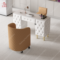 Weißer Luxus moderner Nagel tisch Holz Mesas De Beauty Salon Nagel tisch Profession eller Maniküre tisch Stuhl Set zum Verkauf