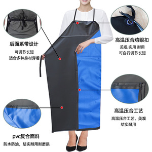 Delantal de PVC compuesto azul y negro de 90x110cm, impermeable y resistente al aceite para uso diario - Product Image 1