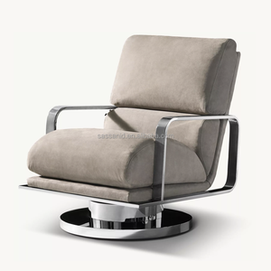 Sassanid 21st-Century Rebirth Design Luxury Living Room Milo Silla giratoria de cuero - Product Image 1