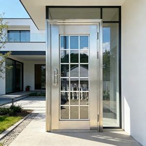 Porte de sécurité en métal haut de gamme avec double vitrage, porte extérieure à rupture de pont thermique insonorisée pour bâtiment résidentiel - Product Image 5